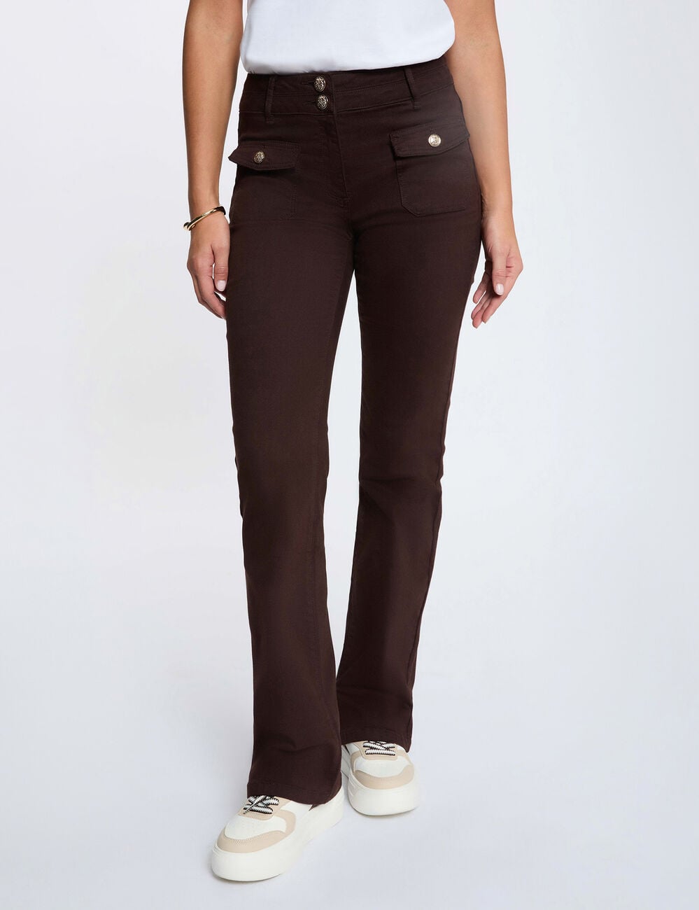 Pantalon bootcut marron fonc&eacute; femme