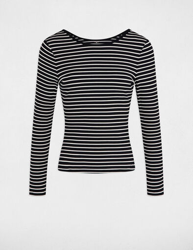 t shirt manches longues raye noir femme T-shirt manches longues rayé noir femme