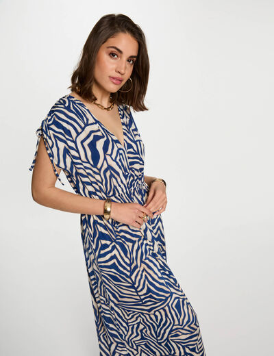 Robe longue droite imprimée multicolore femme
