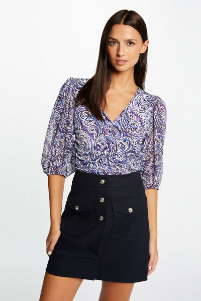 T-shirt manches courtes imprimé multico femme