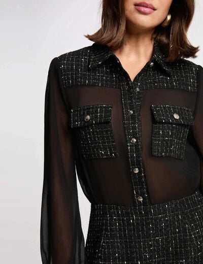 Robe courte bimati&egrave;re noir femme