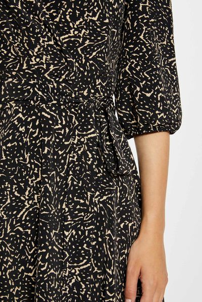 Robe longue portefeuille imprimée multico femme