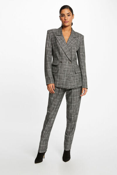 Pantalon city paperbag à carreaux gris moyen femme