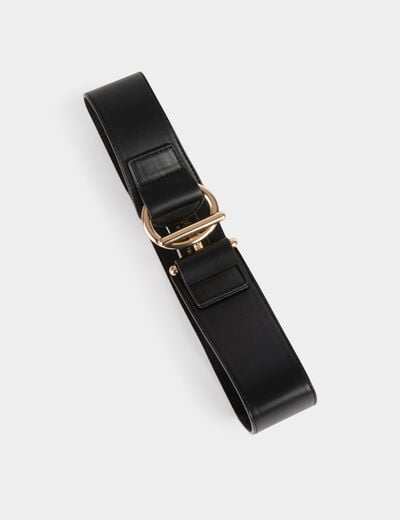 Ceinture large similicuir noir femme
