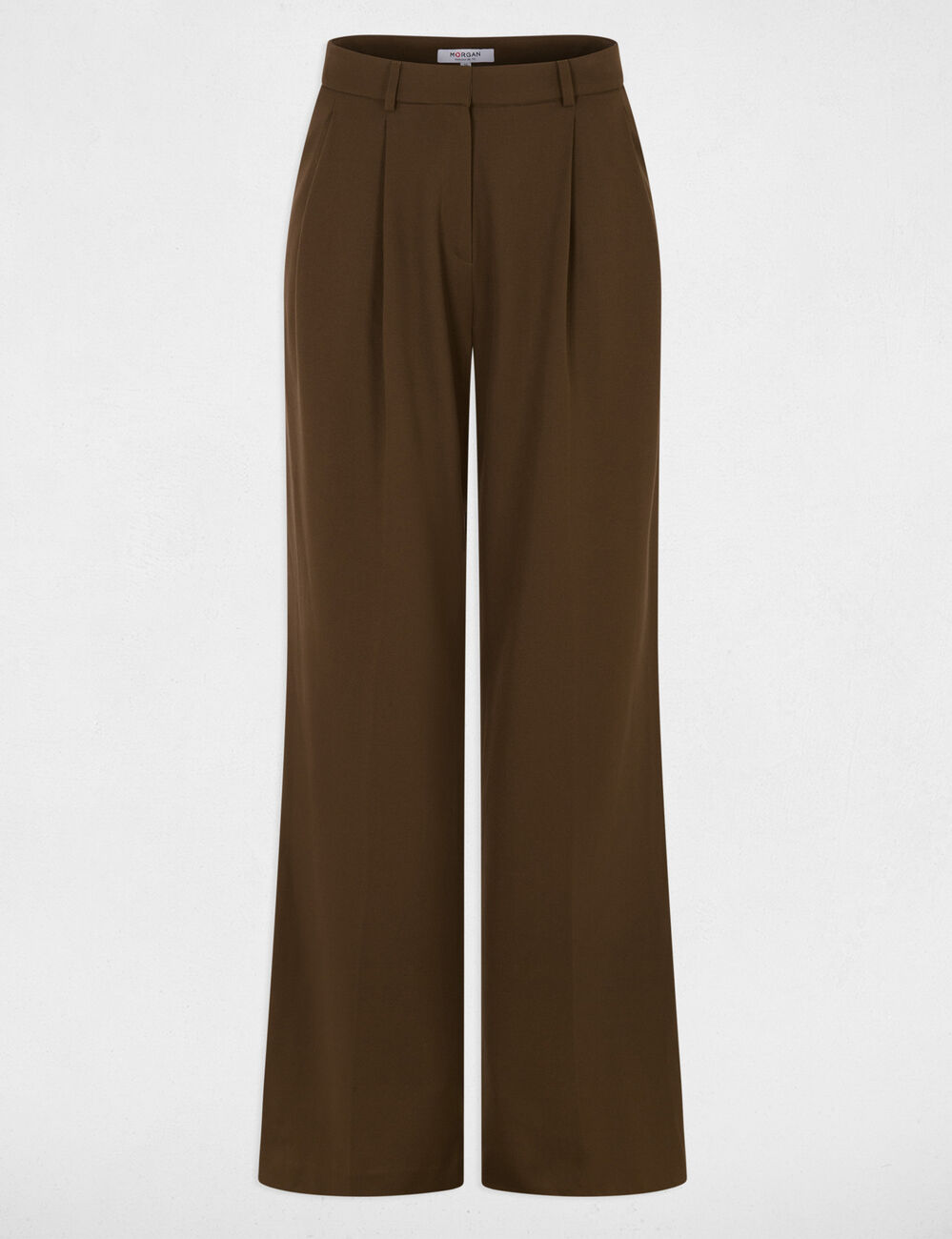 Pantalon large taille haute vert kaki femme