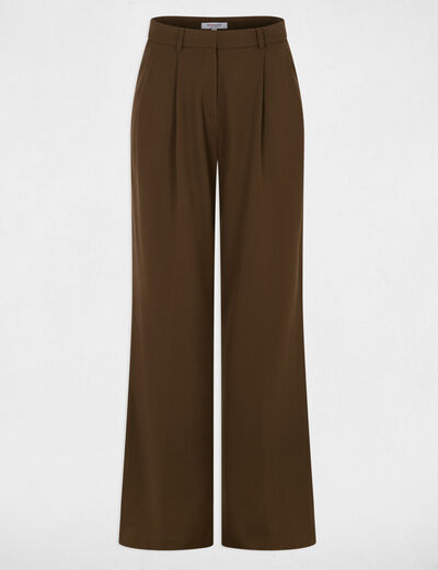 Pantalon large taille haute vert kaki femme