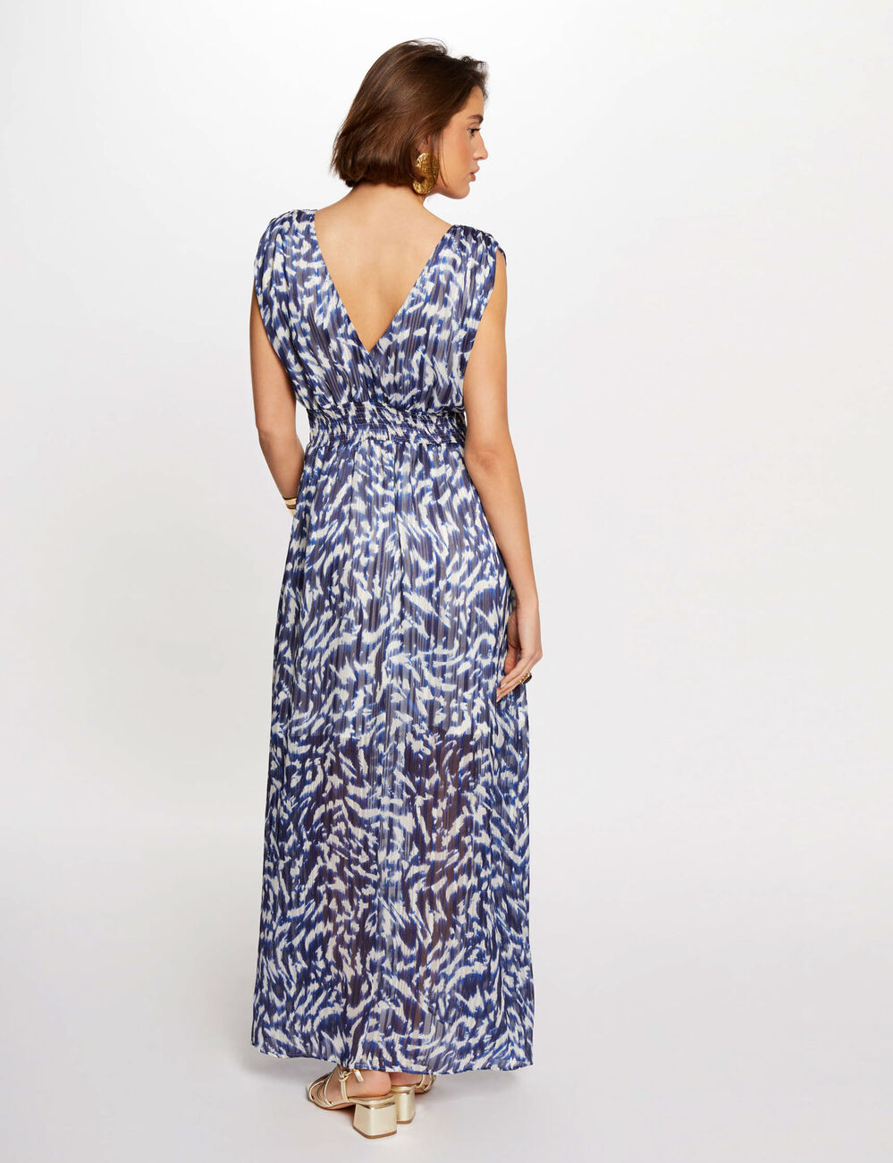 Robe longue cintr&eacute;e imprim&eacute;e multico femme