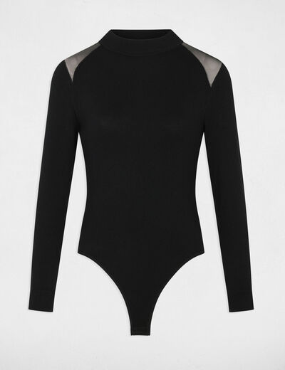 Body &eacute;paule transparente noir femme