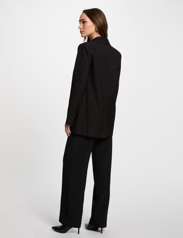 Blazer long à sequins noir femme