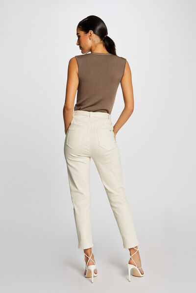 Pull débardeur en tricotage en côte vert kaki femme