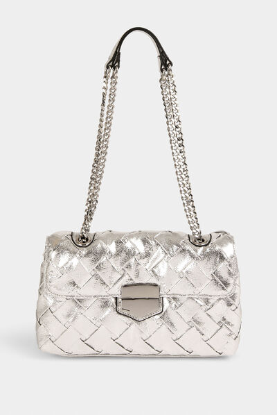 Sac matelassé à bandoulière chaîne argente femme