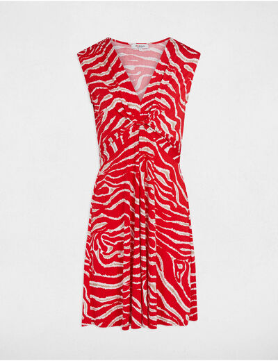 Robe courte ajustée imprimée multicolore femme