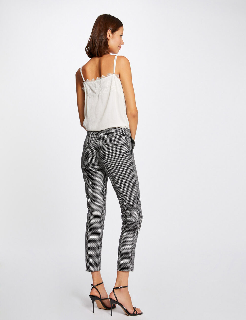 Pantalon city ajust&eacute; imprim&eacute; g&eacute;om&eacute;trique marine femme