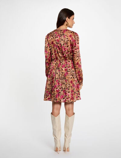 Robe courte pliss&eacute;e multicolore femme