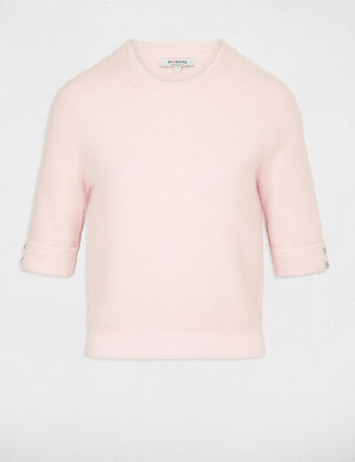 Pull manches courtes rose femme
