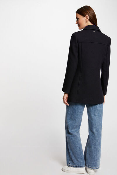 Manteau double boutonnage marine femme