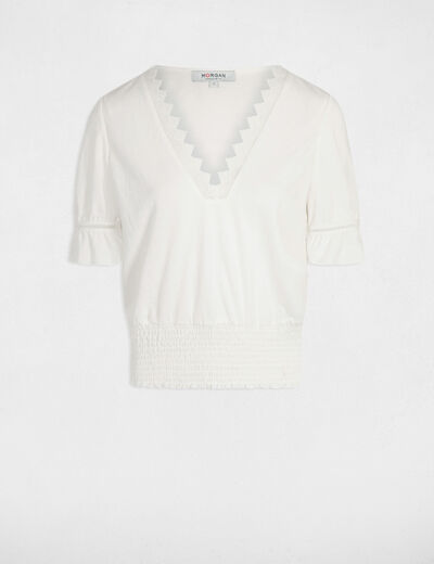 T-shirt manches courtes ecru femme