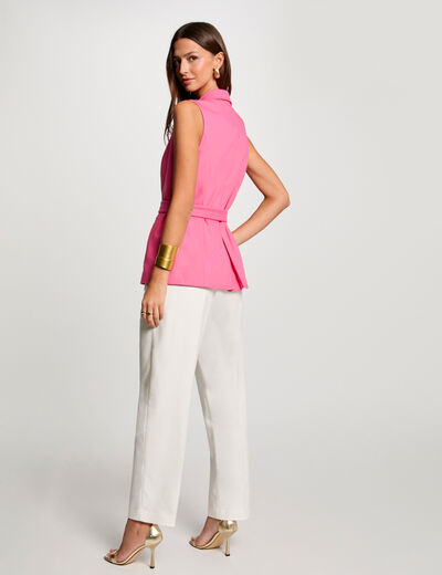 Veste courte sans manches rose femme