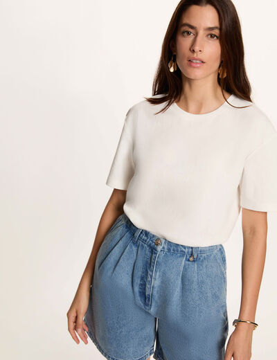 T-shirt col rond blanc femme