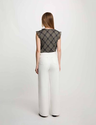 Chemise sans manches &agrave; carreaux multicolore femme