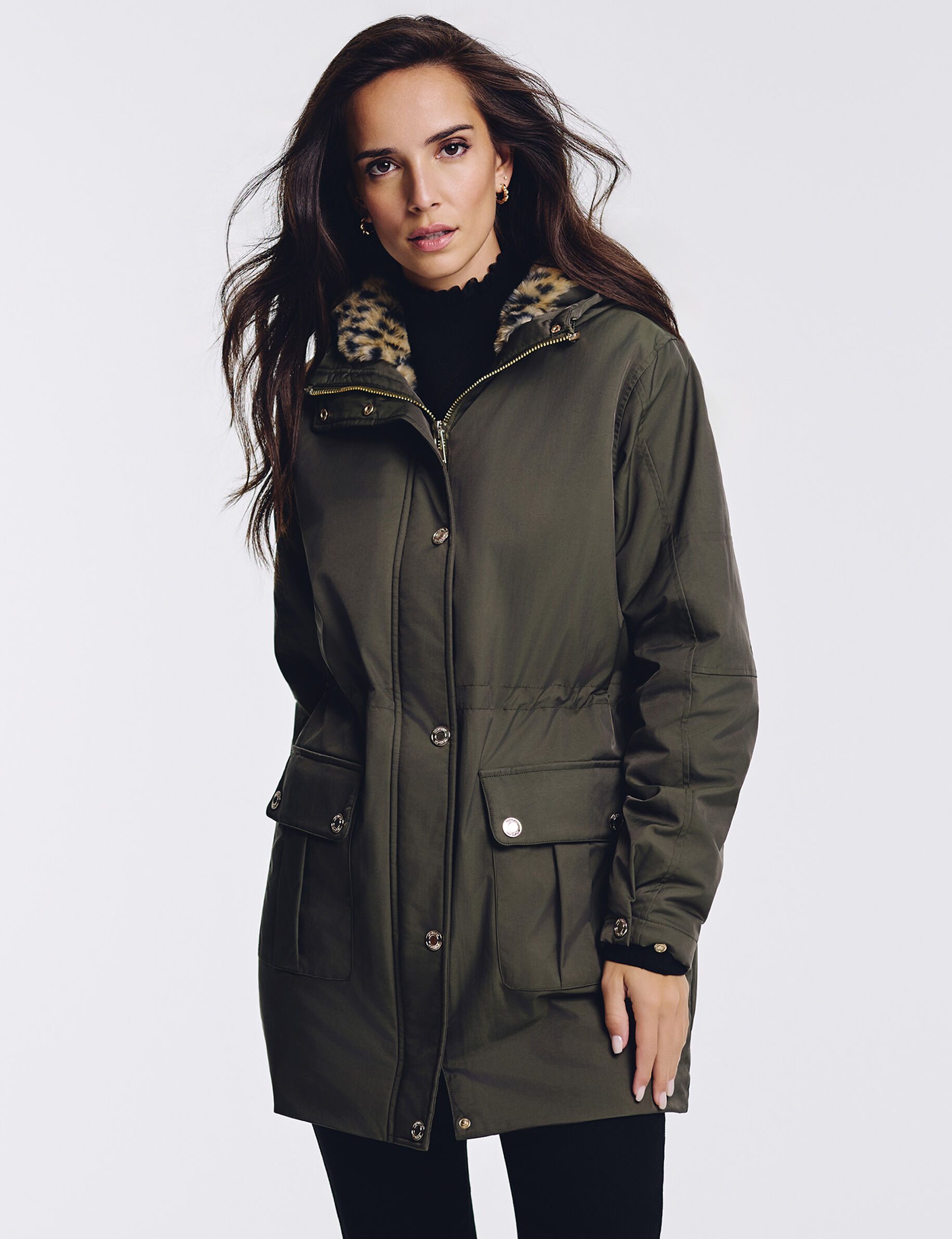Parka longue fausse fourrure femme