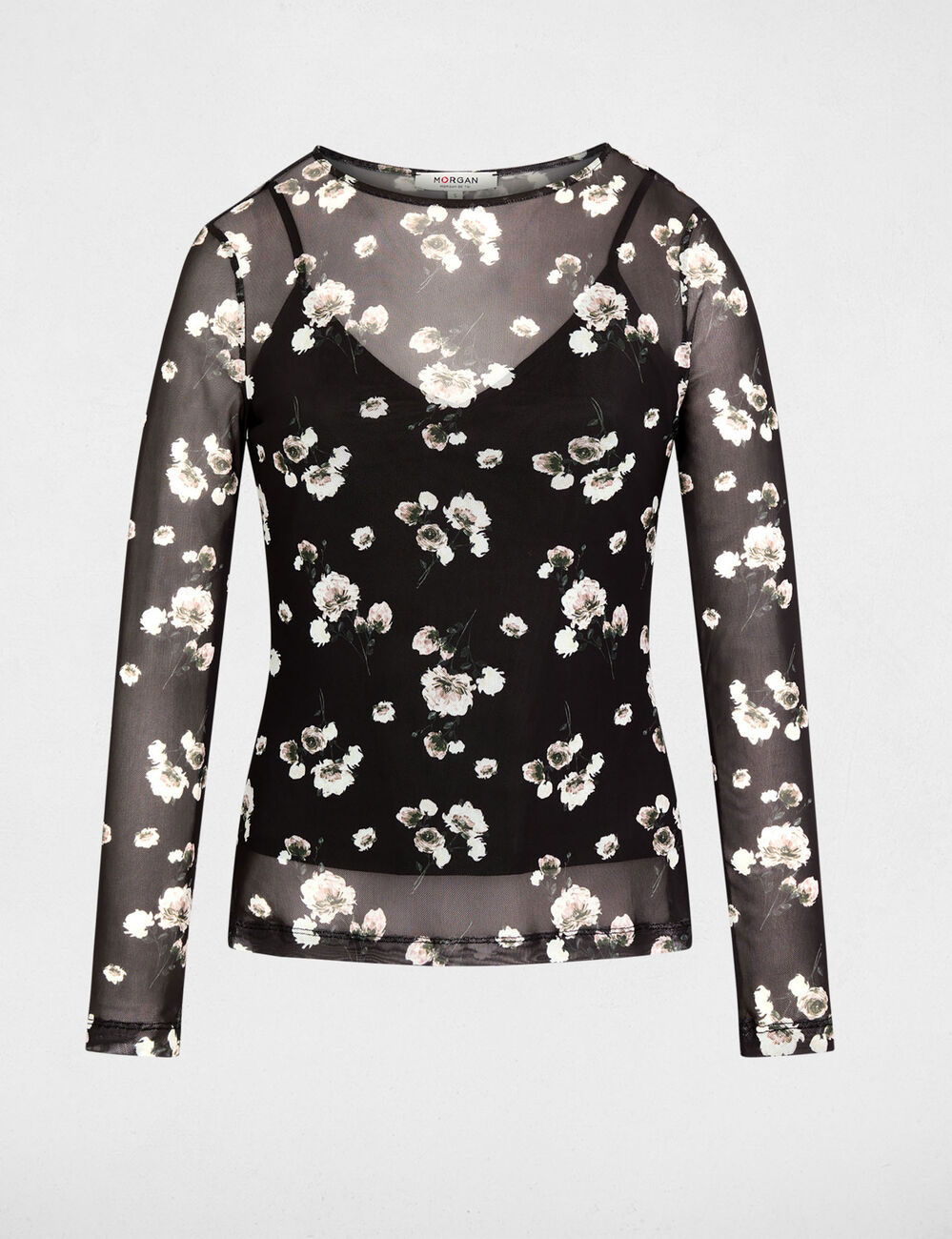 T-shirt r&eacute;sille manches longues multicolore femme