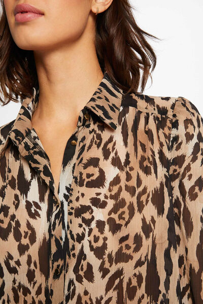 Chemise manches longues imprimée multico femme