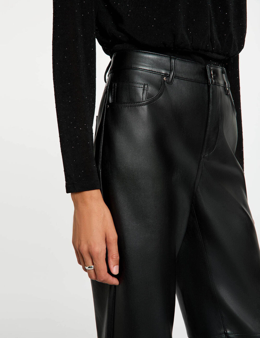 Pantalon bootcut similicuir noir femme