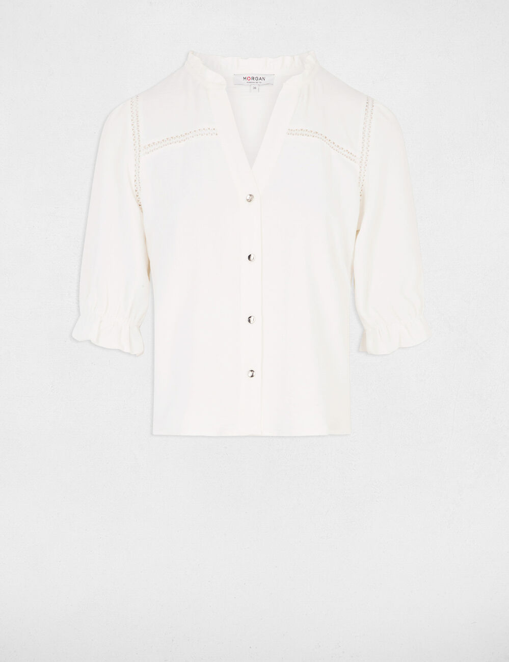 Blouse manches 3/4 ivoire femme