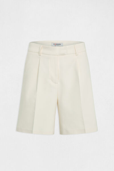 Short city droit à pinces ecru moyen femme