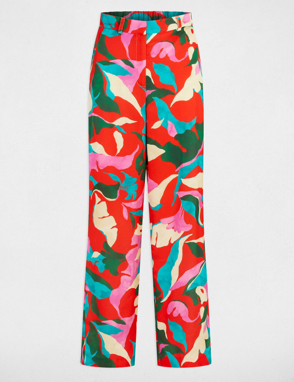 Pantalon droit imprim&eacute; multicolore femme