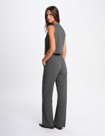 Gilet sans manches ray&eacute; gris moyen femme