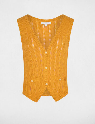 Gilet ajust&eacute; sans manches orange fonc&eacute; femme