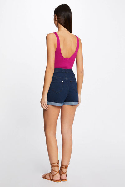 Débardeur pull avec col en V framboise femme