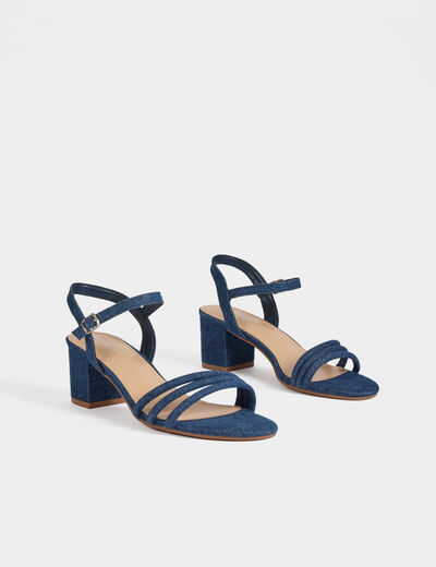 Claquettes en jean denim brut femme