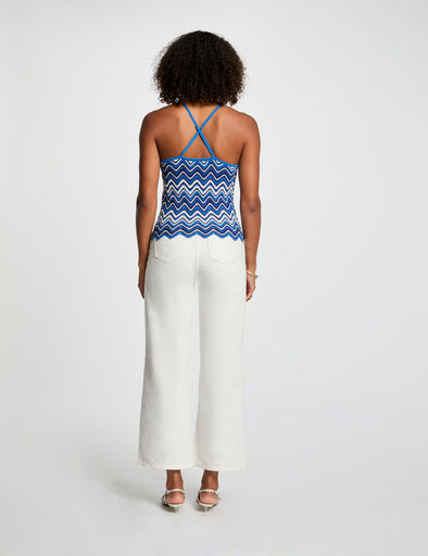 top en maille imprime bleu electrique femme Top en maille imprimé bleu electrique femme