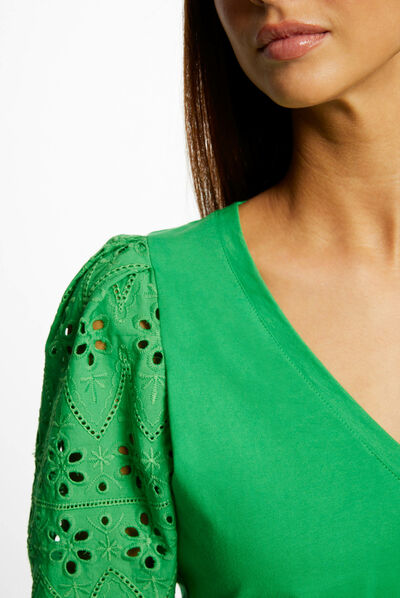 T-shirt à manches courtes vert femme