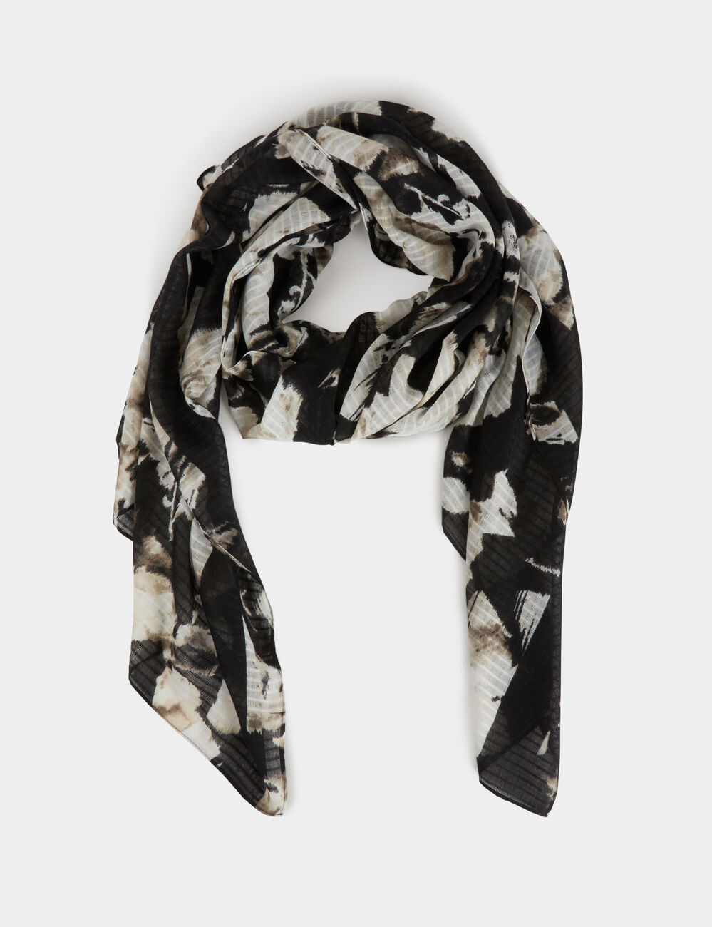 Foulard imprimé plissé noir femme