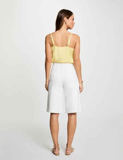 Top satin &agrave; bretelles jaune clair femme
