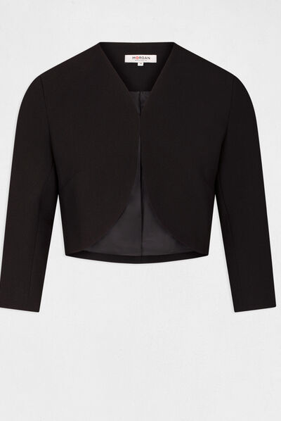 Veste droite manches 3/4 noir femme