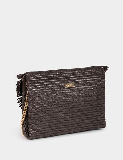 Sac bandouli&egrave;re fermoir marron fonc&eacute; femme