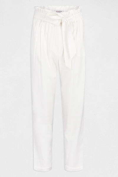 Pantalon droit fluide 7/8ème ecru femme