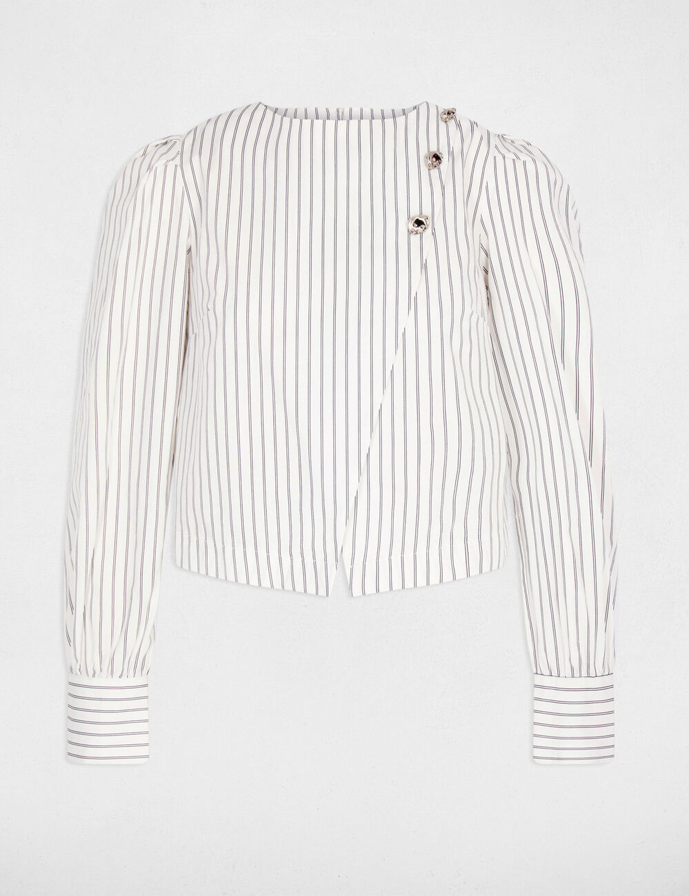 Blouse crois&eacute;e &agrave; rayures blanc femme