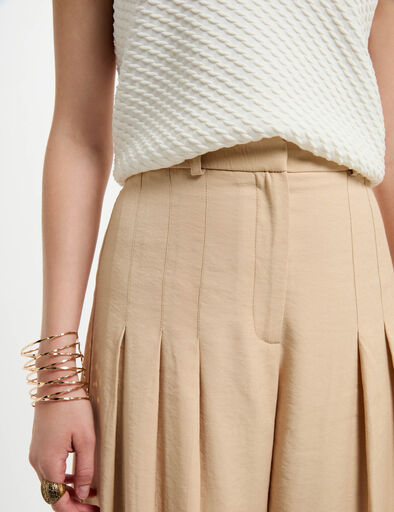 Pantalon large à pinces creme femme