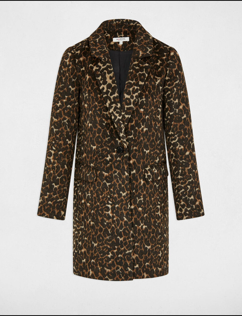Manteau long imprimé léopard multicolore femme