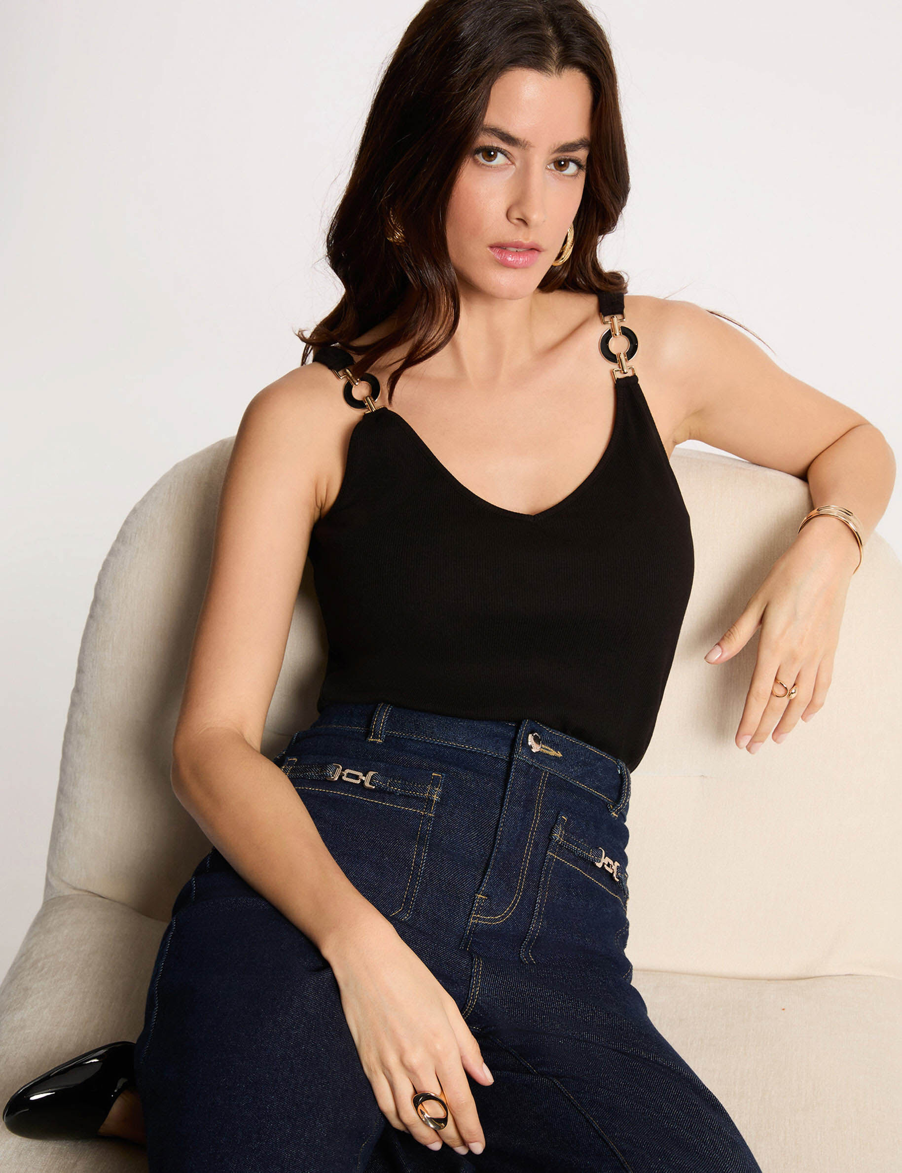 Débardeur cintré col v femme - vue 1