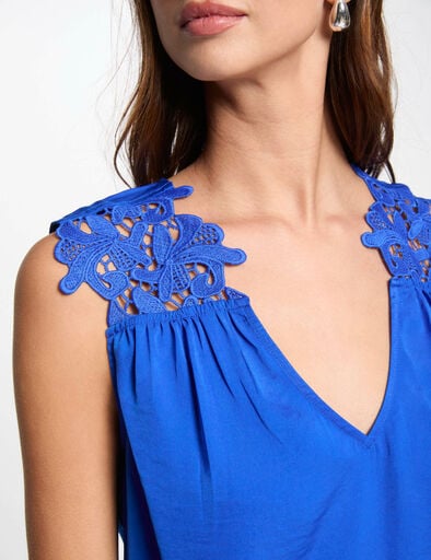 top sans manches dentelle bleu electrique femme Top sans manches dentelle bleu electrique femme