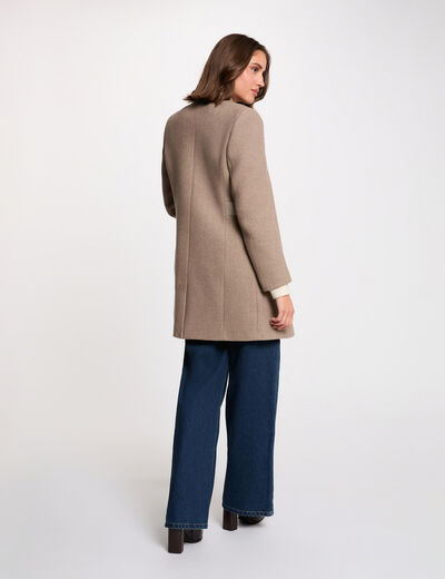 Manteau ajust&eacute; strass beige femme