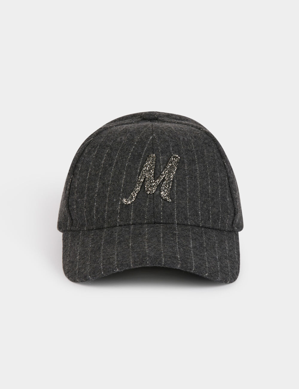Casquette rayée à M strass gris moyen femme
