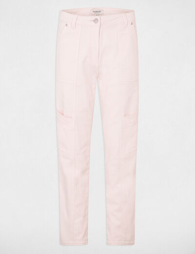 Jeans ajusté acid wash rose clair femme